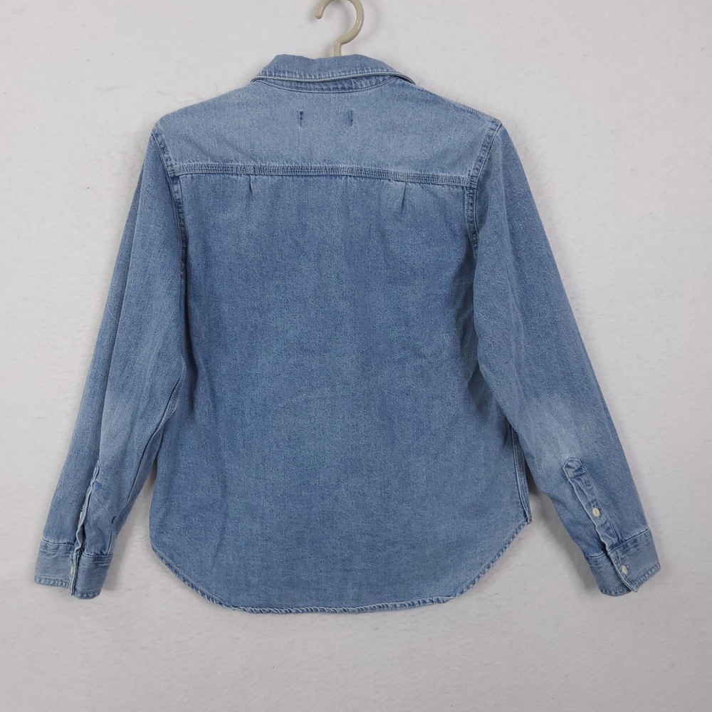 Quince Denim Button Down Shirt Womens M Blue Light Wash Cotton Classic Utility - Picture 3 of 13